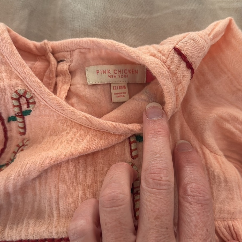 Pink Chicken candy cane Christmas dress 12/18 mon. - Picture 2 of 4